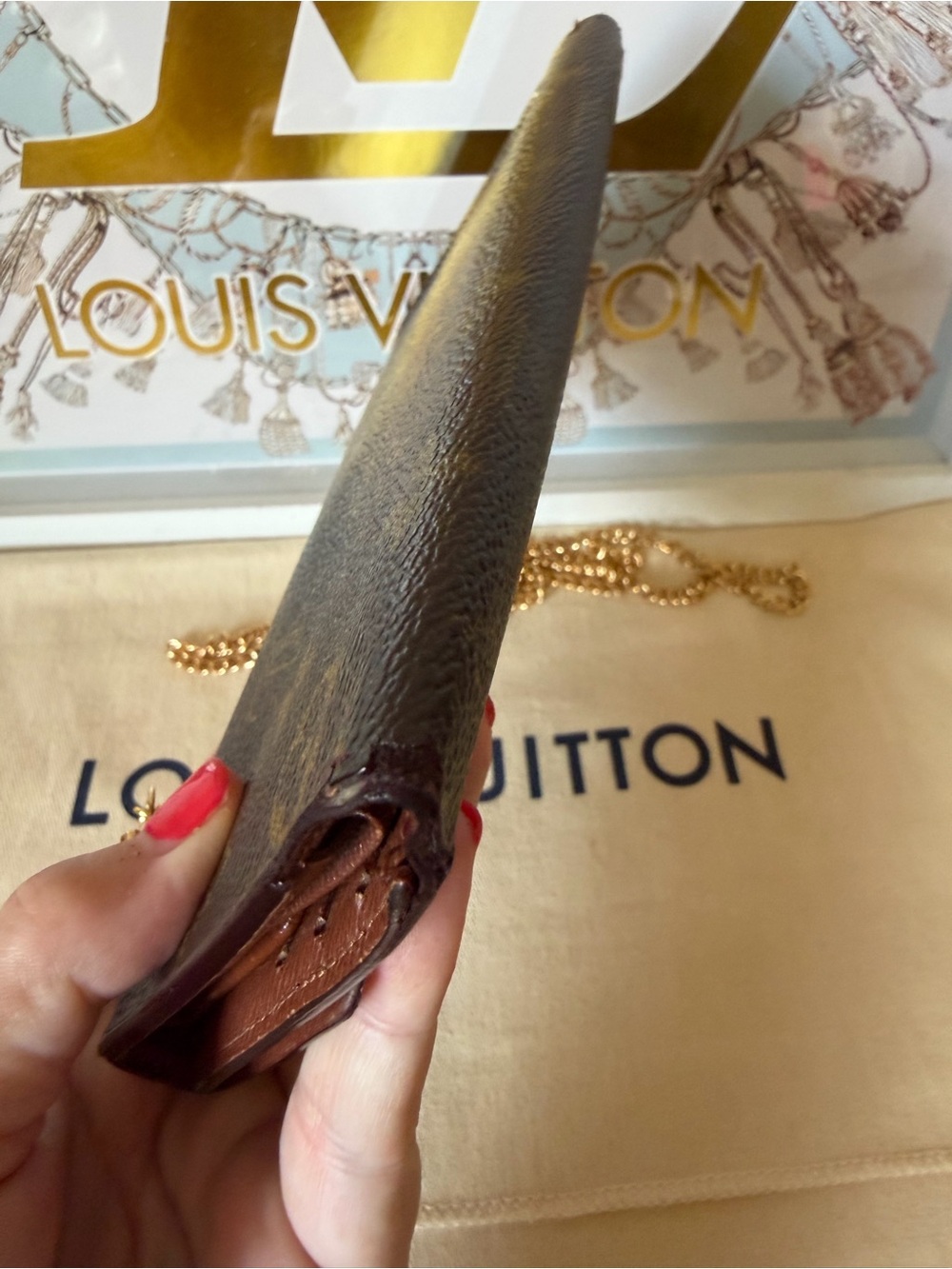 Louis Vuitton Brown Monogram Long Wallet on Chain - Picture 5 of 13